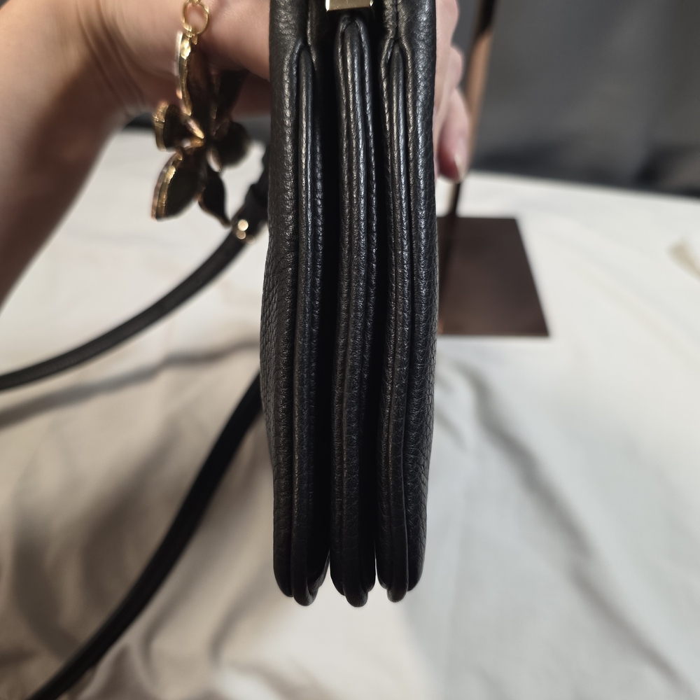Kate Spade Leila Triple Gusset Pebbled Leather Crossbody Bag Black Like New - Picture 7 of 17
